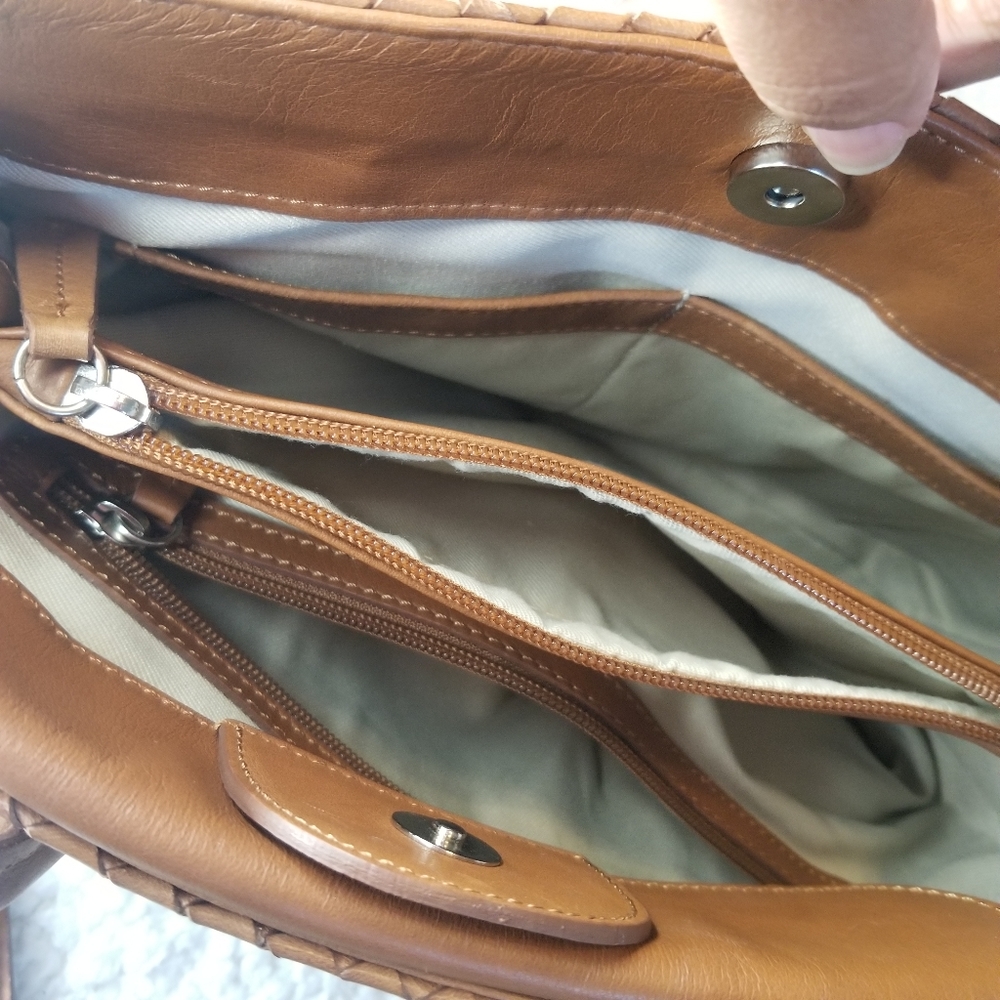 CLOSEOUT SALE Vera Pelle Vintage Woven Satchel Genuine Leather Tote Bag New Rare - Picture 8 of 16